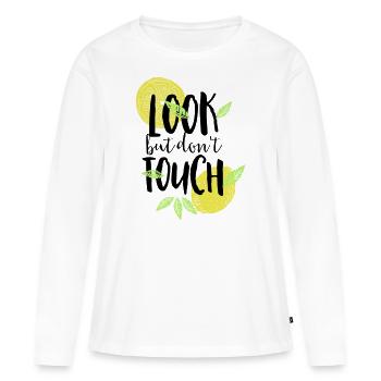 regarde mais ne touche pas - T-shirt manches longues Premium bio Femme - blanc - Devant - Julia (174cm)