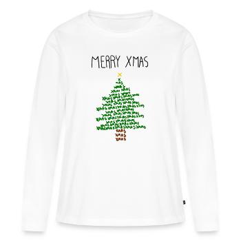 JOYEUX XMAS - T-shirt manches longues Premium bio Femme - blanc - Devant - Julia (174cm)