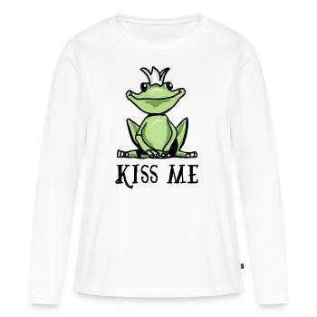 Embrasse-moi la grenouille - T-shirt manches longues Premium bio Femme - blanc - Devant - Julia (174cm)