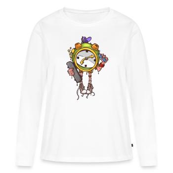 Skater Wecker - Frauen Premium Bio Langarmshirt - Weiß - Vorne - Julia (174cm)