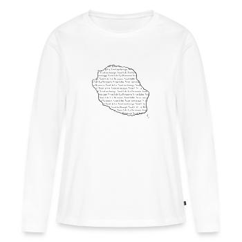 Île de la Réunion - T-shirt manches longues Premium bio Femme - blanc - Devant - Julia (174cm)