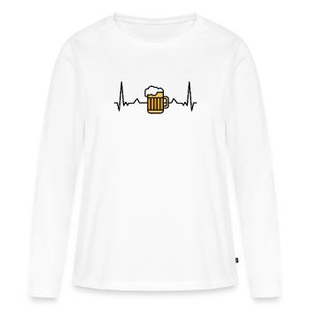 Bier Bierkrug Biergarten Herzschlag - Frauen Premium Bio Langarmshirt - Weiß - Vorne - Julia (174cm)