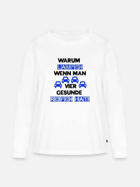 Auto Reifen schwarz blau - Frauen Premium Bio Langarmshirt - Weiß