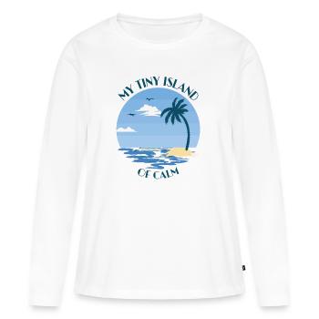 Palm tree, beach and sea - my tiny island of calm - Women's Premium Organic Long Sleeve Shirt - white - Front - Julia (174cm)