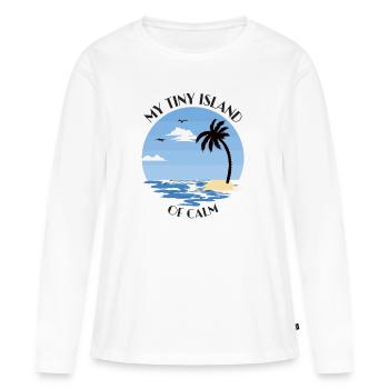 Palmier, plage et mer - ma petite île de calme - T-shirt manches longues Premium bio Femme - blanc - Devant - Julia (174cm)