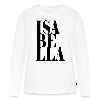 Isabella Nom Prénom Police moderne Word Art - T-shirt manches longues Premium bio Femme - blanc - Devant - Julia (174cm)