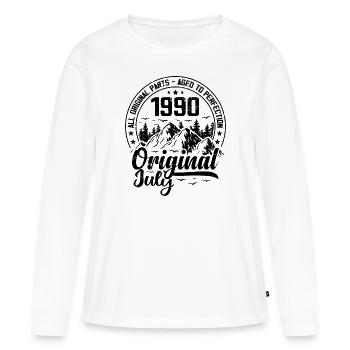 1990 juillet Original : 34 Ans cadeau Anniversaire - T-shirt manches longues Premium bio Femme - blanc - Devant - Julia (174cm)