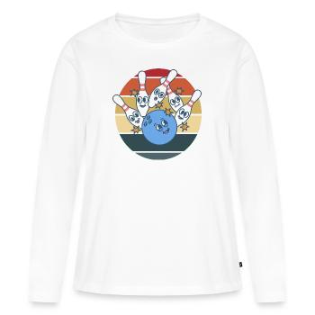 Boule de bowling amusante pour le bowling Verien - T-shirt manches longues Premium bio Femme - blanc - Devant - Julia (174cm)