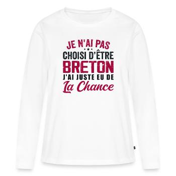 Nicht auserwählt, bretonisch zu sein - Humor schenken - Frauen Premium Bio Langarmshirt - Weiß - Vorne - Julia (174cm)