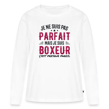 Nicht perfekt, aber Boxer - Frauen Premium Bio Langarmshirt - Weiß - Vorne - Julia (174cm)