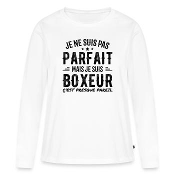 Nicht perfekt, aber Boxer - Frauen Premium Bio Langarmshirt - Weiß - Vorne - Julia (174cm)