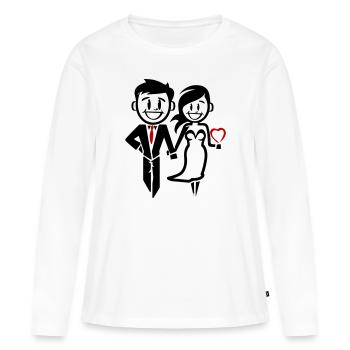 Couple marié mariage mariée marié icône - T-shirt manches longues Premium bio Femme - blanc - Devant - Julia (174cm)