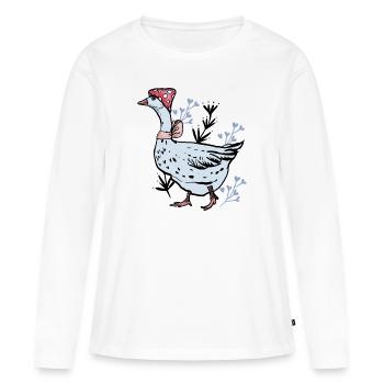Oie Cottagcore - T-shirt manches longues Premium bio Femme - blanc - Devant - Julia (174cm)
