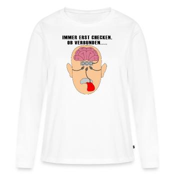 Gehirn Steckdosen Kabel Kontrollieren Abschalten - Frauen Premium Bio Langarmshirt - Weiß - Vorne - Julia (174cm)