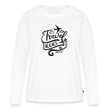 Travel addict - T-shirt manches longues Premium bio Femme - blanc - Devant - Julia (174cm)