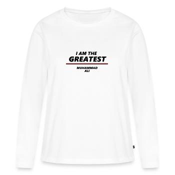 Je suis le plus grand! (Mohammed Ali) - T-shirt manches longues Premium bio Femme - blanc - Devant - Julia (174cm)