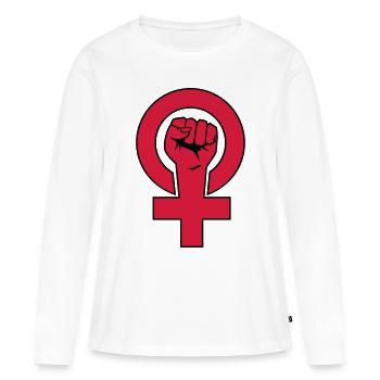 Féministe - féministe - T-shirt manches longues Premium bio Femme - blanc - Devant - Julia (174cm)