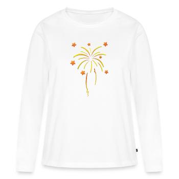 Dessins de feux d’artifice - T-shirt manches longues Premium bio Femme - blanc - Devant - Julia (174cm)