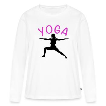 Yoga Sports - T-shirt manches longues Premium bio Femme - blanc - Devant - Julia (174cm)