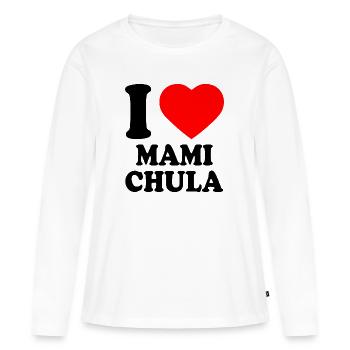 I love mami chula - T-shirt manches longues Premium bio Femme - blanc - Devant - Julia (174cm)