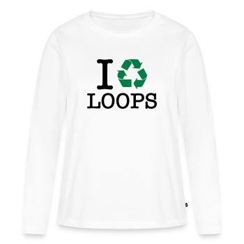 Je recycle des boucles - T-shirt manches longues Premium bio Femme - blanc - Devant - Julia (174cm)