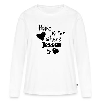 Zuhause in Jessen - Home is where Jessen is - Frauen Premium Bio Langarmshirt - Weiß - Vorne - Julia (174cm)