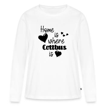Zuhause in Cottbus - Home is where Cottbus is - Frauen Premium Bio Langarmshirt - Weiß - Vorne - Julia (174cm)