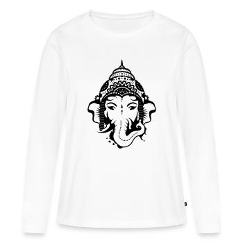 Ganesh, dieu à tête d'éléphant - T-shirt manches longues Premium bio Femme - blanc - Devant - Julia (174cm)