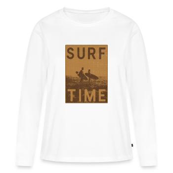 Affiche vintage Surftime - T-shirt manches longues Premium bio Femme - blanc - Devant - Julia (174cm)