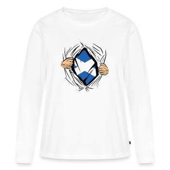 Drapeau écossais Drapeau écossais Alba GB Royaume-Uni - T-shirt manches longues Premium bio Femme - blanc - Devant - Julia (174cm)