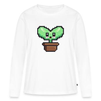 Plante pixel art - T-shirt manches longues Premium bio Femme - blanc - Devant - Julia (174cm)