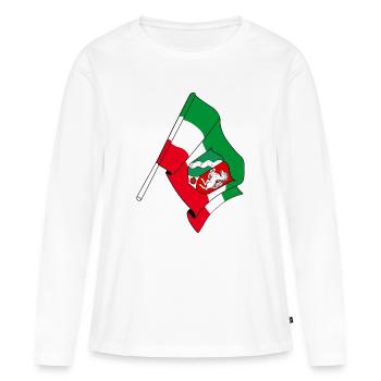 Drapeau Rhénanie-du-Nord-Westphalie - T-shirt manches longues Premium bio Femme - blanc - Devant - Julia (174cm)