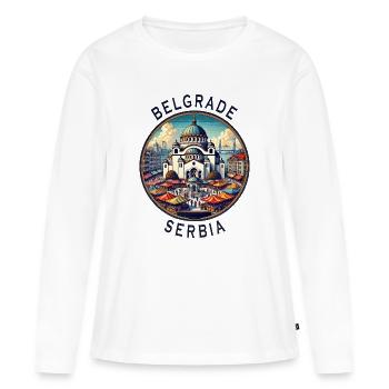 Belgrade, Serbie, Beograd Design - T-shirt manches longues Premium bio Femme - blanc - Devant - Julia (174cm)