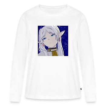 Frieren selbstgezeichnet, Anime Frieren Portrait - Frauen Premium Bio Langarmshirt - Weiß - Vorne - Julia (174cm)