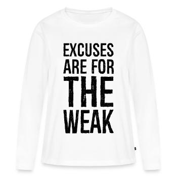 les excuses sont pour les faibles - T-shirt manches longues Premium bio Femme - blanc - Devant - Julia (174cm)