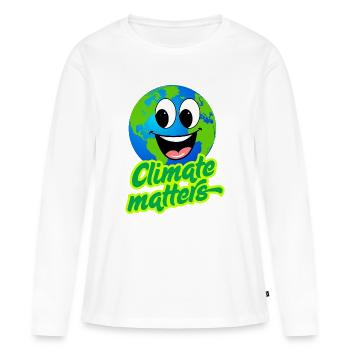 KLIMA IST WICHTIG - Frauen Premium Bio Langarmshirt - Weiß - Vorne - Julia (174cm)