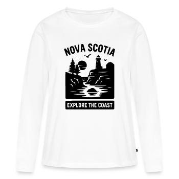 Côte Est de la Nouvelle-Écosse - T-shirt manches longues Premium bio Femme - blanc - Devant - Julia (174cm)