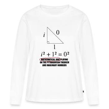Motif mathématique drôle avec une blague sur Pythagore - T-shirt manches longues Premium bio Femme - blanc - Devant - Julia (174cm)