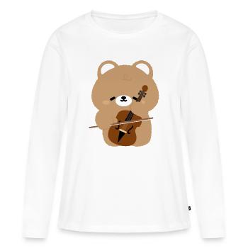 Bear Cello Charm - Women's Premium Organic Long Sleeve Shirt - white - Front - Julia (174cm)
