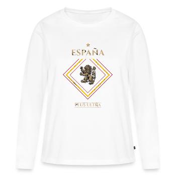 Espagne  vintage-Plus loin - T-shirt manches longues Premium bio Femme - blanc - Devant - Julia (174cm)