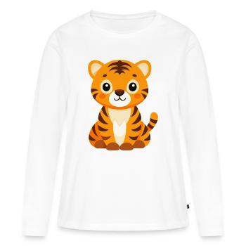 Bébé tigre - T-shirt manches longues Premium bio Femme - blanc - Devant - Julia (174cm)