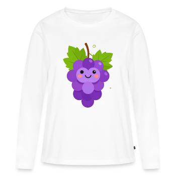 Dessin animé du Raisin Joyeux - T-shirt manches longues Premium bio Femme - blanc - Devant - Julia (174cm)