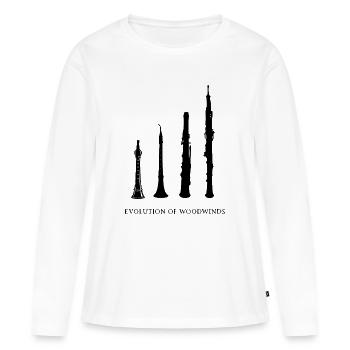 Hautbois - Évolution des instruments à vent - T-shirt manches longues Premium bio Femme - blanc - Devant - Julia (174cm)
