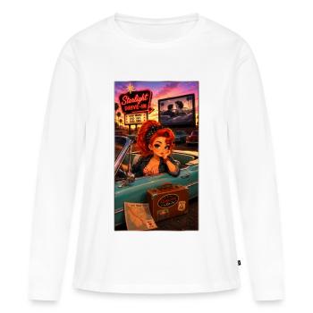 Ginger Pin-up Drive-In Retro-Auto 50s – Kek-Ina - Frauen Premium Bio Langarmshirt - Weiß - Vorne - Julia (174cm)