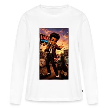 Bobby Singer Rock'n'Roll Concert 50s -  Kek-Ina - T-shirt manches longues Premium bio Femme - blanc - Devant - Julia (174cm)