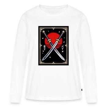 Crimson Sun Doppelklingen - Frauen Premium Bio Langarmshirt - Weiß - Vorne - Julia (174cm)