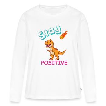 Sternenpositiver Dino-Meteor - Frauen Premium Bio Langarmshirt - Weiß - Vorne - Julia (174cm)