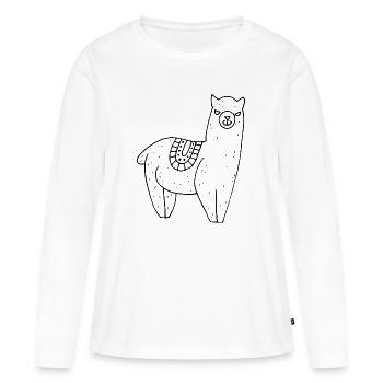 Alpaga avec couverture - T-shirt manches longues Premium bio Femme - blanc - Devant - Julia (174cm)