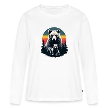 Maman Ours Ours Famille Cadeau Fête des Mères Femmes - T-shirt manches longues Premium bio Femme - blanc - Devant - Julia (174cm)