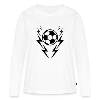 Fussball Blitze Donner Fußball - Frauen Premium Bio Langarmshirt - Weiß - Vorne - Julia (174cm)